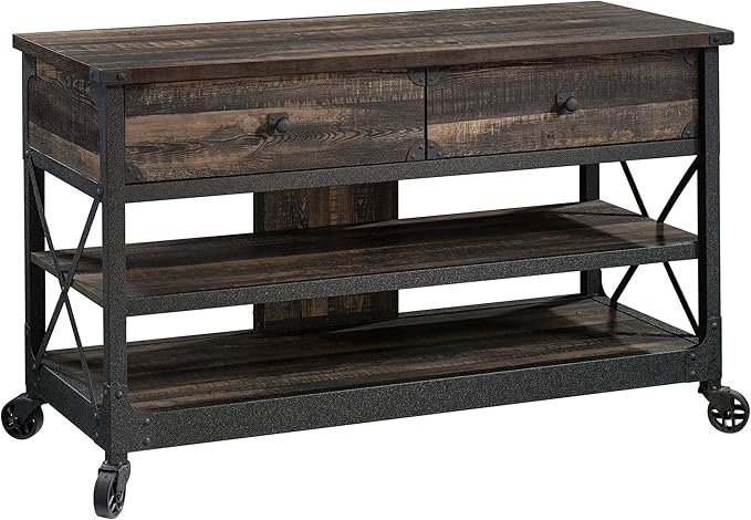 Amazon.com: Sauder Steel River Tv Stand, For Tvs Up To 52", Carbon Oak ... within The practical benefits of choosing a 49 inch mobile TV cart for home entertainment