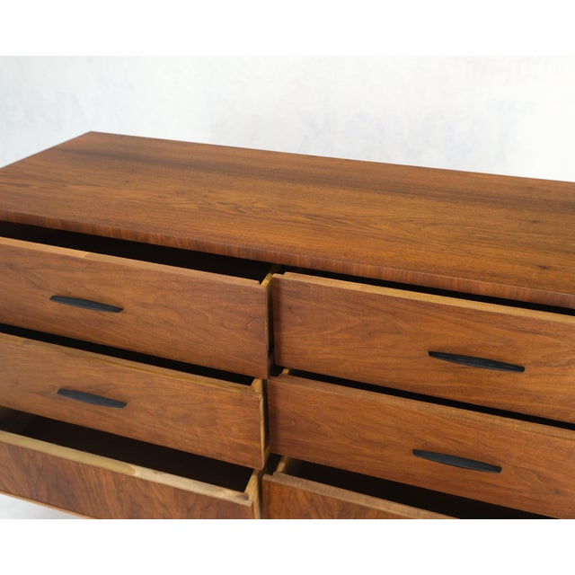 American Walnut Compact Mid-Century Modern Double Dresser 6 Drawers ... inside Mid-Century Modern Double Dresser, Walnut