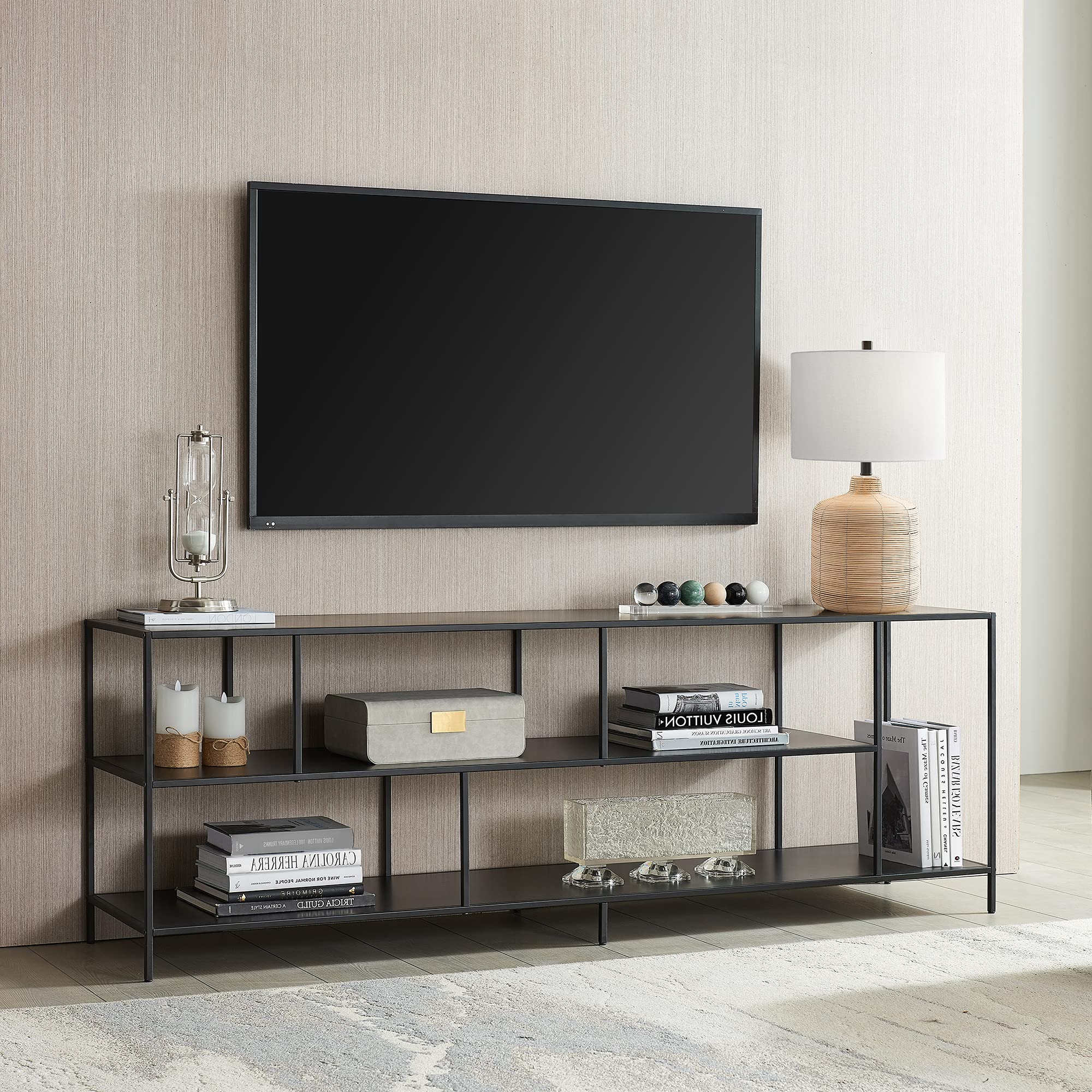 Best 10+ Of Bronze Metal Tv Stands inside Winthrop Rectangular Tv Stand With Metal Shelves For Tv's Up To 80 In...