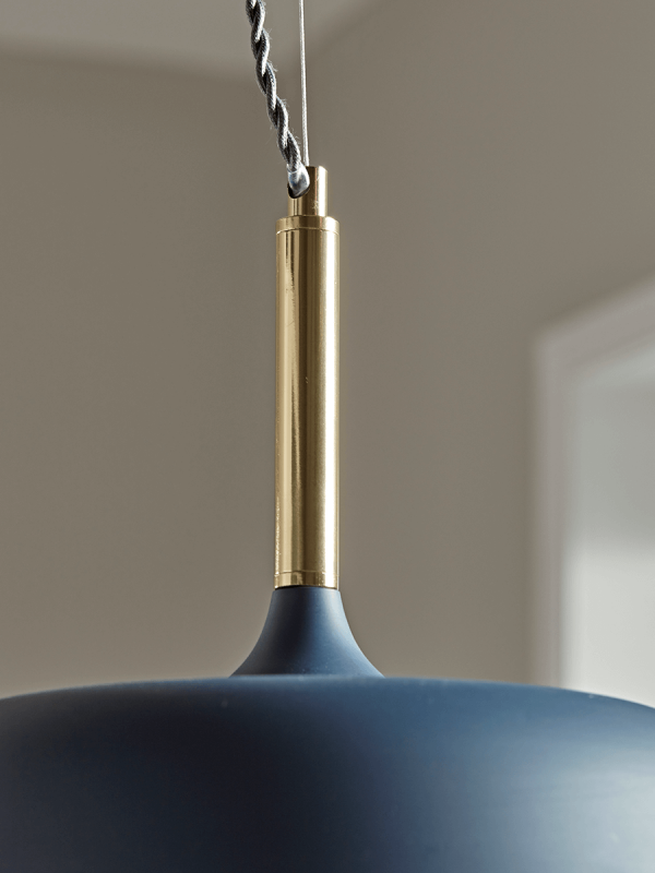 Blue & Brass Pendant Light | Pendant Light, Brass Pendant Light, Blue ... throughout Zeno 8.5 Wide Pendant With Metal Shade In Blue/Brass/Blue