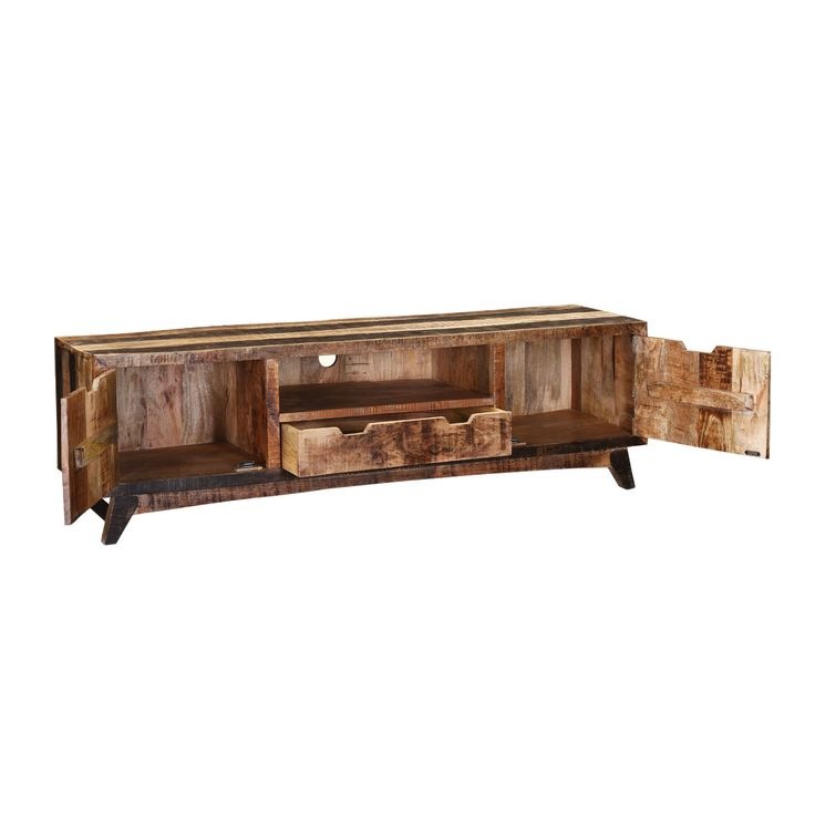 Boulder Handcrafted 2-Drawer Rustic Mango Wood Tv Stand Media Console ... intended for Designing with the Keese 2-door Wood 70 TV Stand Media Console in Mango Brown