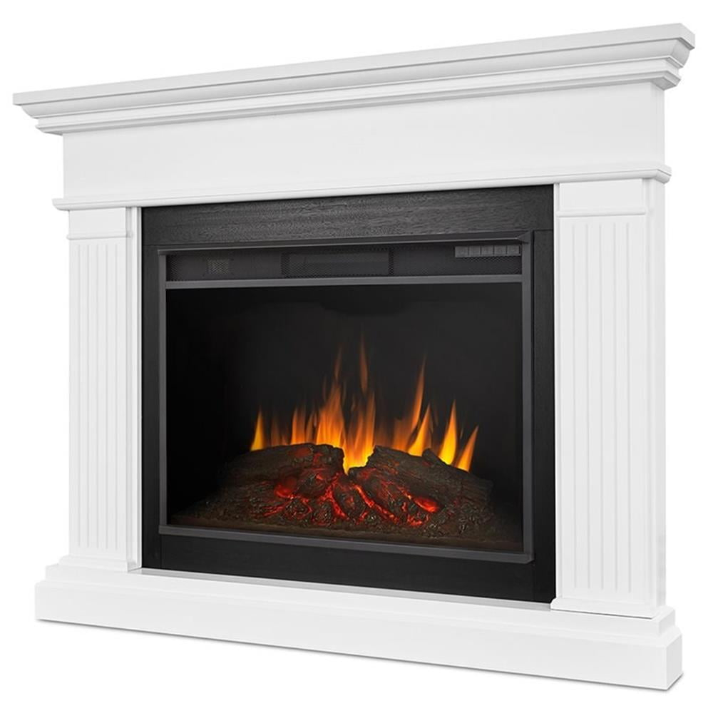 Bowery Hill Corner Electric Fireplace With Heater Insert, Log Fire ... in Bowery Hill Contemporary Electric Fireplace Entertainment Center In White