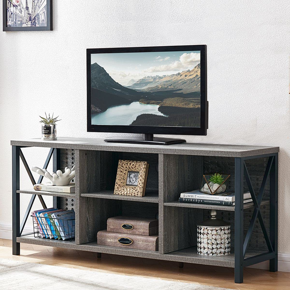 Buy Lvb Rustic Entertainment Center For 65 Inch Tv, Industrial Wood Tv ... inside Building Blocks of Style: Modular TV Stands That Define Contemporary Spaces