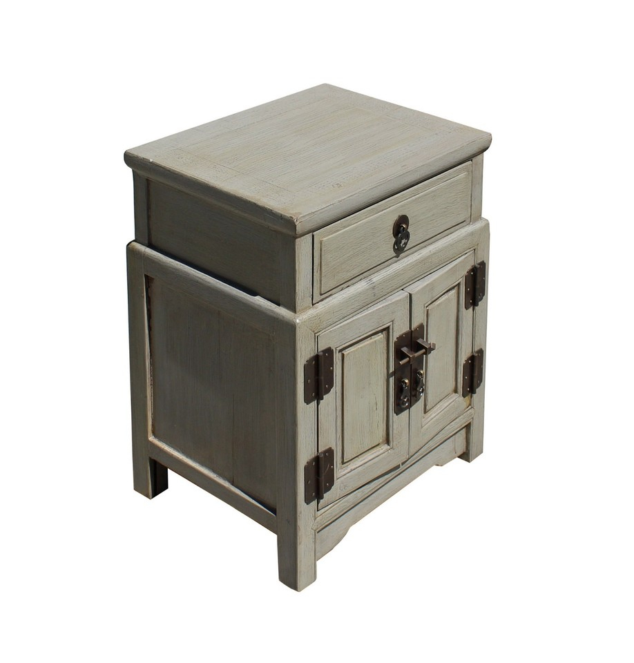 Chinese Distressed Light Gray Metal Hardware End Table Nightstand ... for Choosing the Right Chinese Distressed Light Gray Metal Hardware End Table Nightstand Hcs3917 for Your Space