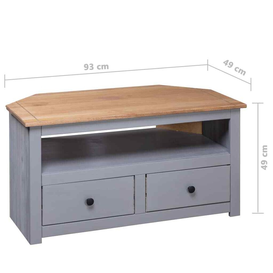 Corner Tv Stand Gray 36.6"X19.3"X19.3" Solid Pine Panama Range Vidaxl ... pertaining to The Art of Balancing Form and Function in White Panorama TV Cabinets