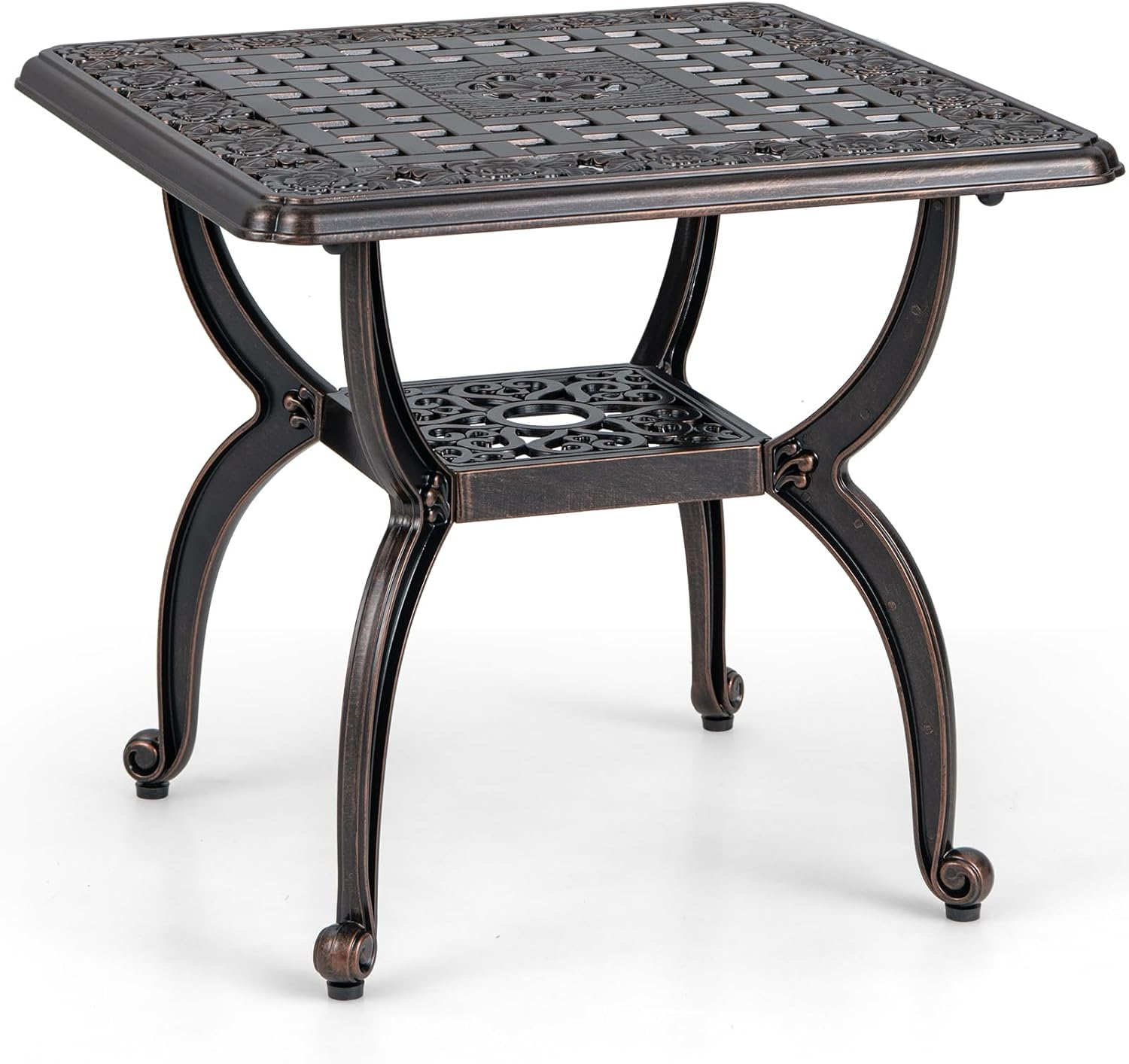 Costway Garden Side Table, Cast Aluminum Outdoor Coffee Table With ... intended for Popular trends in antique silver metal furniture