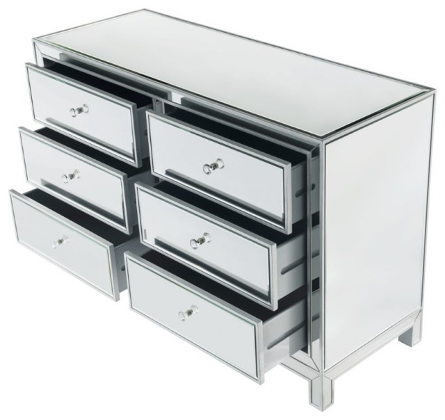 Elegant Decor Reflexion 6 Drawer 48" Mirrored Dresser In Antique Silver ... regarding Understanding the Appeal of Mirrored Furniture in Modern Interiors