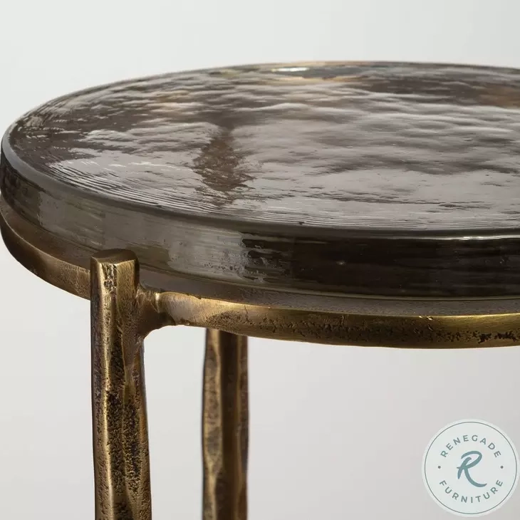 Eternity Antique Brass Accent Table From Uttermost | Coleman Furniture regarding Popular trends in antique silver metal furniture