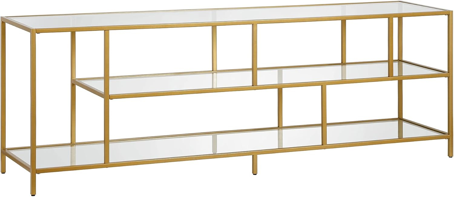 Evelyn&Zoe Winthrop Rectangular Tv Stand With Glass Shelves For Tv's Up ... inside Exploring the Benefits of Rectangular TV Furniture Solutions