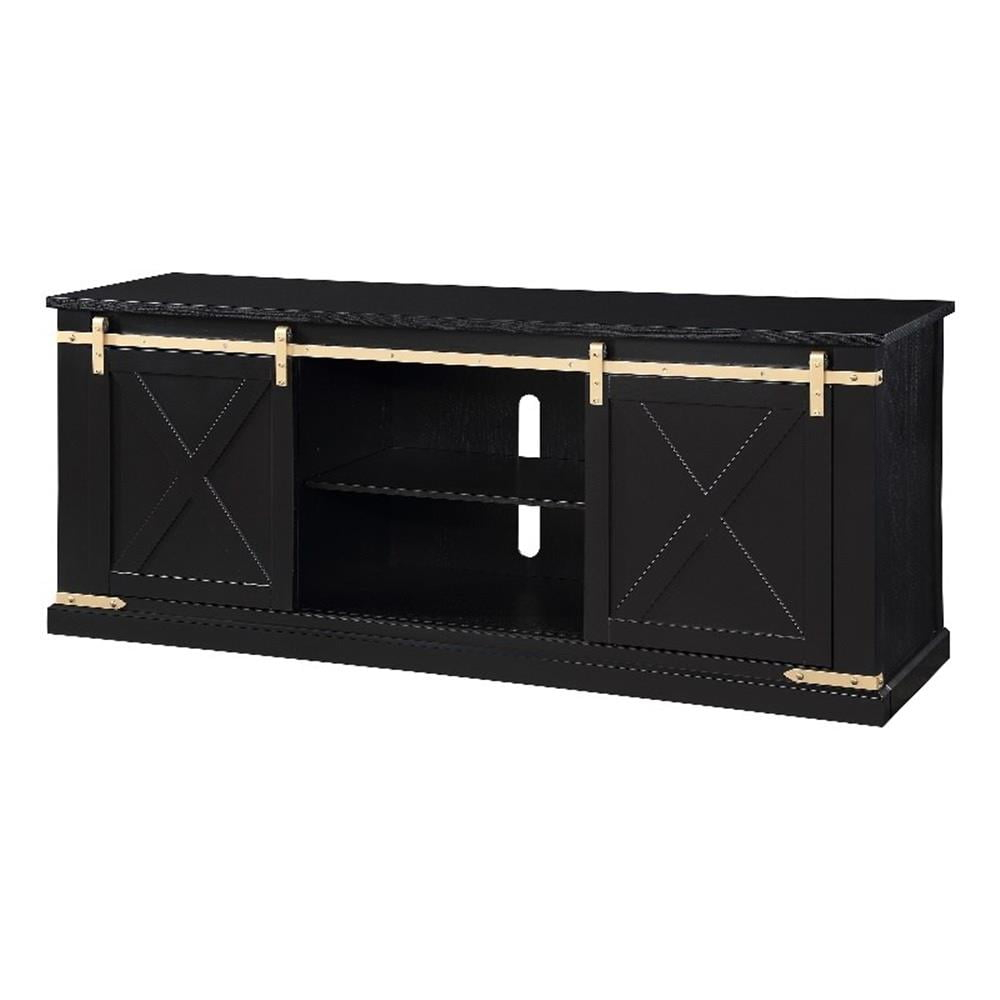 Furniture Of America Birch Wood 72" Length Tv Stand In Black And Gold ... within Design Elements That Make This TV Stand a Room Staple