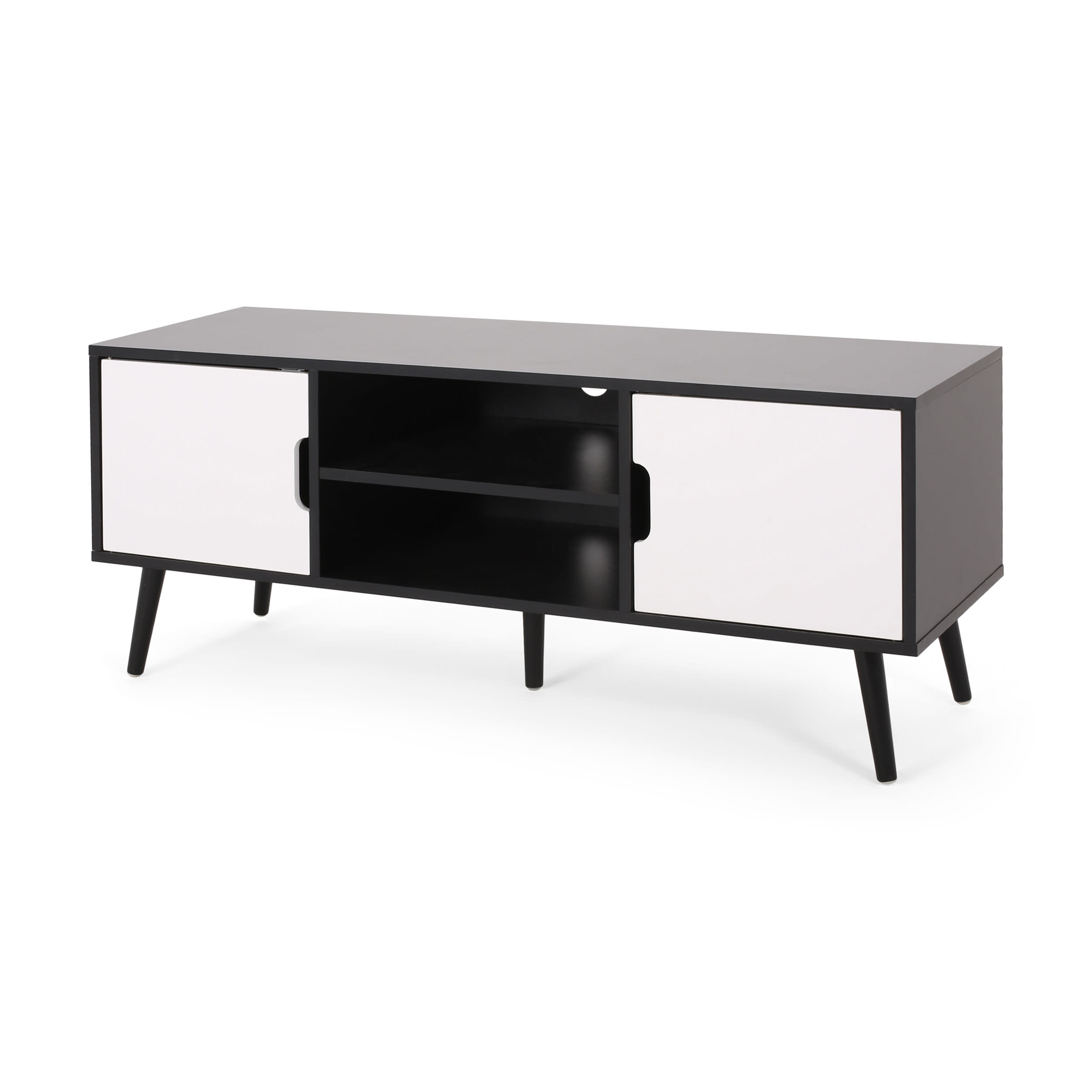 Gdf Studio Zapara Mid Century Modern Wooden Tv Stand With Storage ... with regard to Gdf Studio 4-Drawer Storage Tv Stand, Led Lighting & Charging Ports, Black