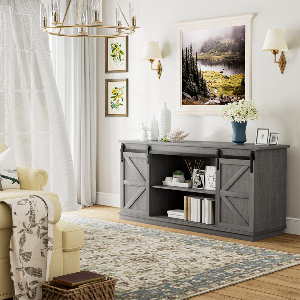 Laurel Foundry Modern Farmhouse Taft Avenue 58'' Media Console ... inside Exploring the Functional Benefits of Taft 58 Black Entertainment Furniture