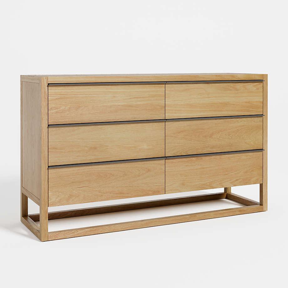 Leavitt Natural Oak Wood 6-Drawer Dresser | Crate & Barrel regarding Peridot 6 Drawer Dresser, Natural Acacia Wood