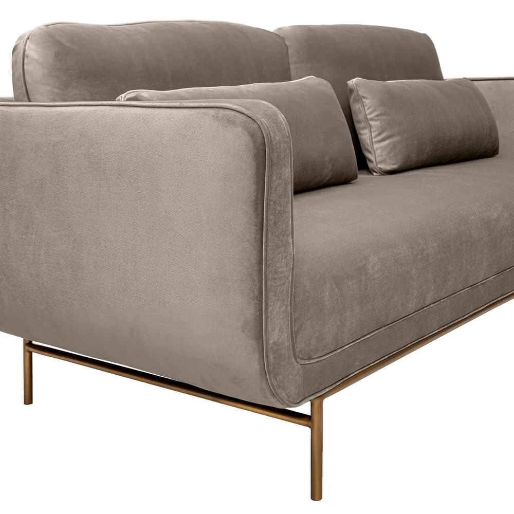 Lilou 77 Fossil Gray Velvet Sofa With Antique Brass Metal Legs ... with Understanding the Appeal of Lilou 77 Gray Fabric Sofa with Antique Brass Legs