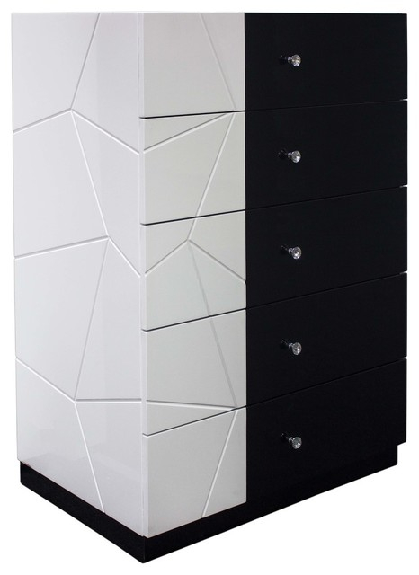 Modern White And Black 5-Drawer Chest - Contemporary - Dressers - By ... pertaining to Modern White And Black 5-Drawer Chest