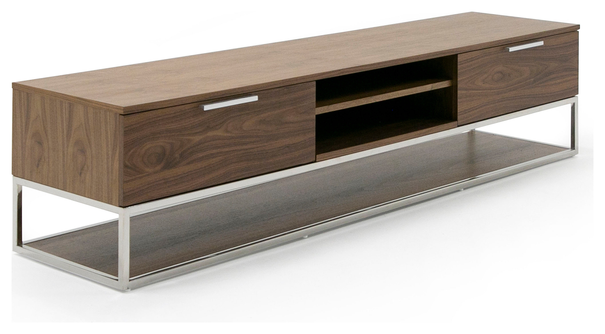 Modrest Heloise Modern Walnut And Stainless Steel Tv Stand ... inside Creating Cohesion in Home Furnishing Choices