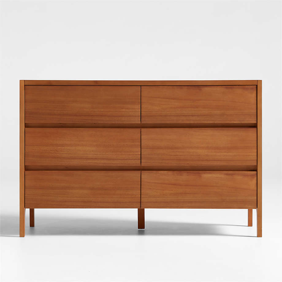 Nova 50" Natural Acacia Wood Wide 6-Drawer Kids Dresser + Reviews ... pertaining to Peridot 6 Drawer Dresser, Natural Acacia Wood