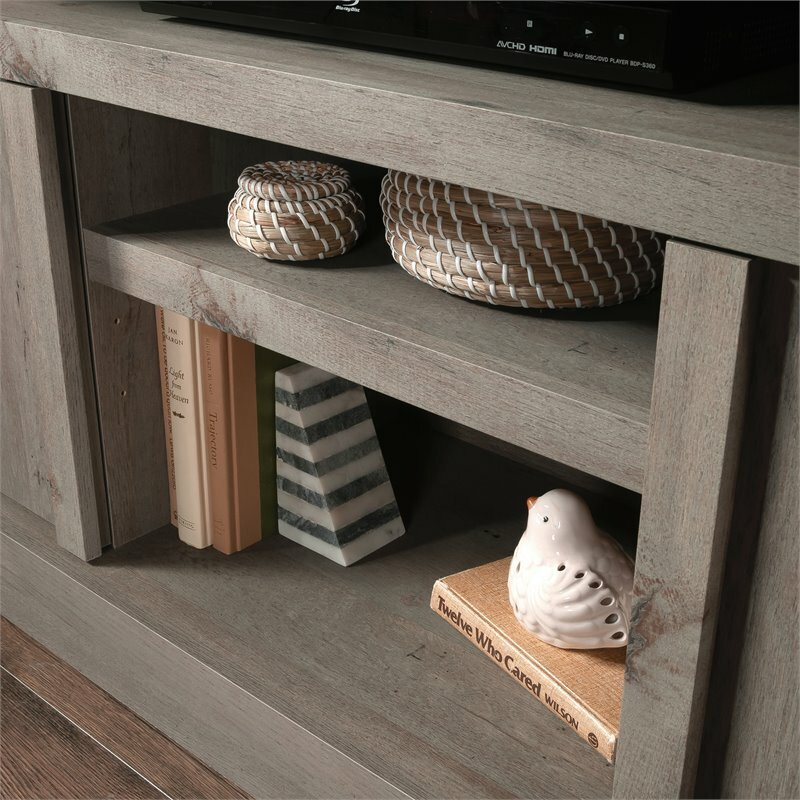 Pemberly Row Engineered Wood Tv Stand For Tvs Up To 65" In Mystic Oak ... with regard to How Engineered Wood Construction Impacts the Longevity of TV Furniture