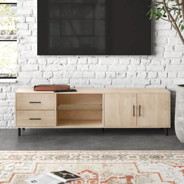 Sabion 2-Drawer And 2-Door 70" Tv Stand For 80" Tvs With Glass Shelf ... in Comparing material choices in contemporary TV stands