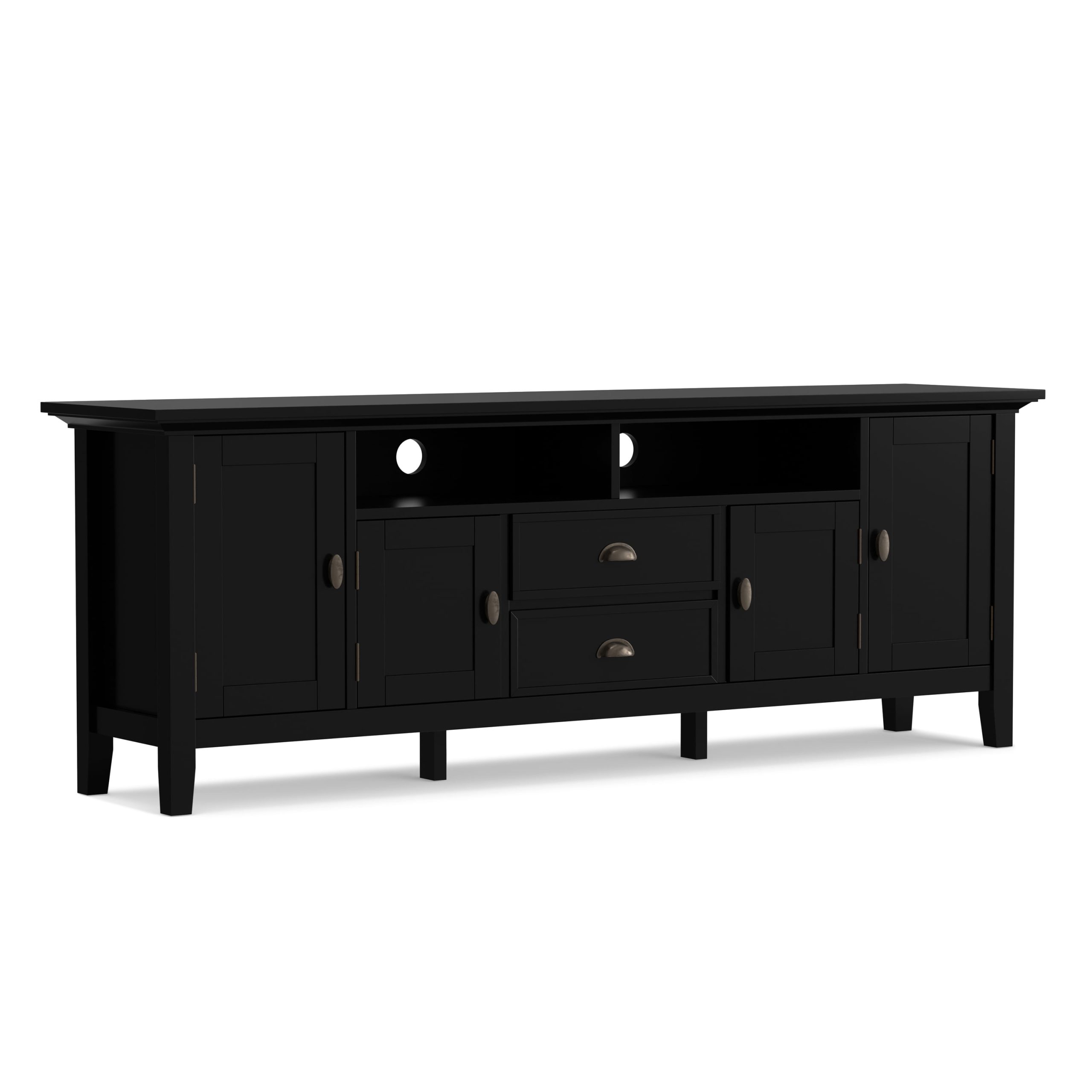 Simpli Home Redmond Wood 72 Inch Tv Media Stand In Black - Walmart.com throughout Furniture Of America Birch Wood 72" Length Tv Stand In Black And Gold