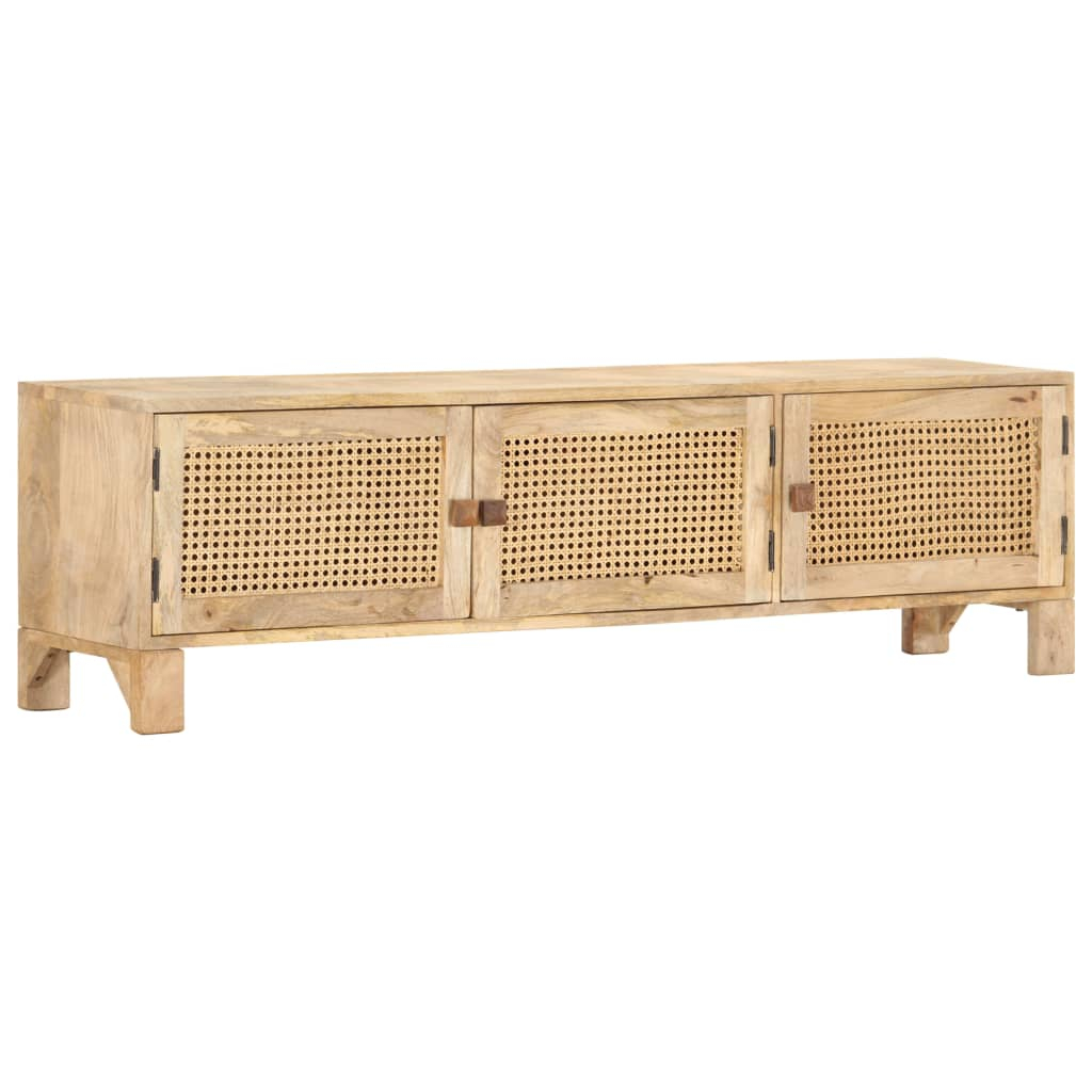 Vidaxl Tv Cabinet 140X30X40 Cm Solid Mango Wood And Natural Cane ... with regard to Understanding the Durability of Solid Mango Wood Furniture