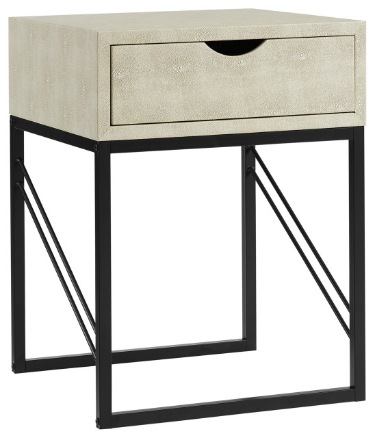 1-Drawer Faux Shagreen Side Table - Transitional - Side Tables And End ... regarding Brass hardware details that elevate simple side table designs to statement pieces
