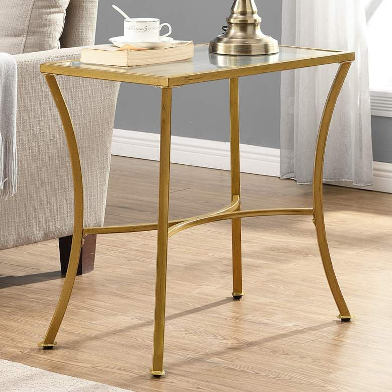 Alana 24" Wide Clear Glass Antique Gold Metal Accent Table | Metal ... pertaining to The Art of Balancing Form and Function in Home Furniture