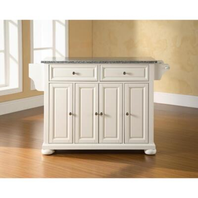 Alexandria Granite Top Full Size Kitchen Island/Cart White/Gray | Ebay for Alexandria Granite Top Full Size Kitchen Island Cart, Cherry/White