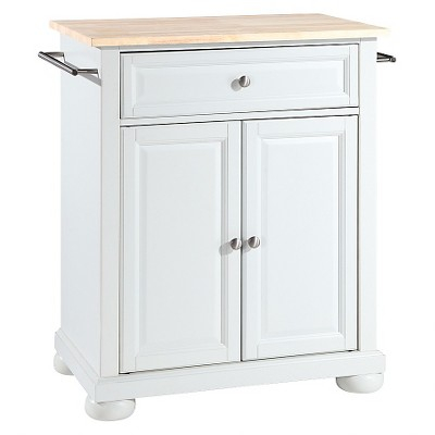 Alexandria Natural Wood Top Portable Kitchen Island - White - Crosley ... regarding Alexandria Natural Wood Top Portable Kitchen Island, White Finish