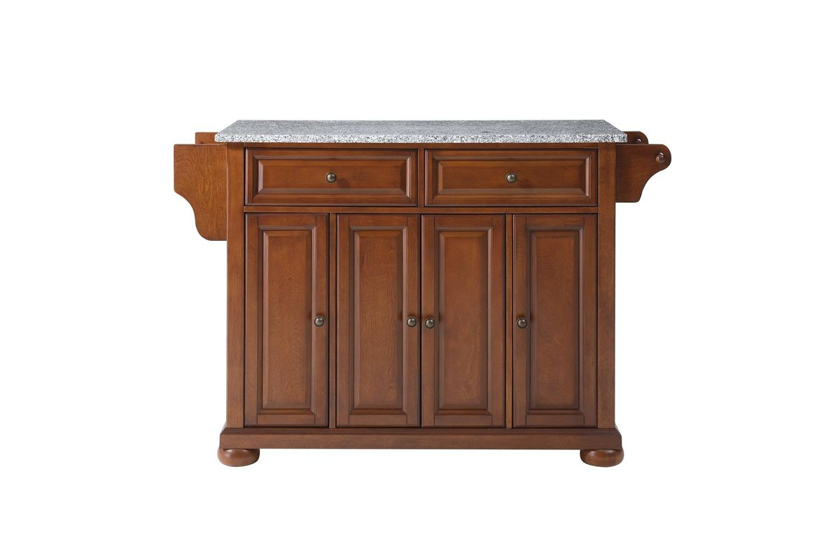 Alexandria Solid Granite Top Kitchen Island In Classic Cherry regarding Alexandria Granite Top Full Size Kitchen Island Cart, Cherry/White