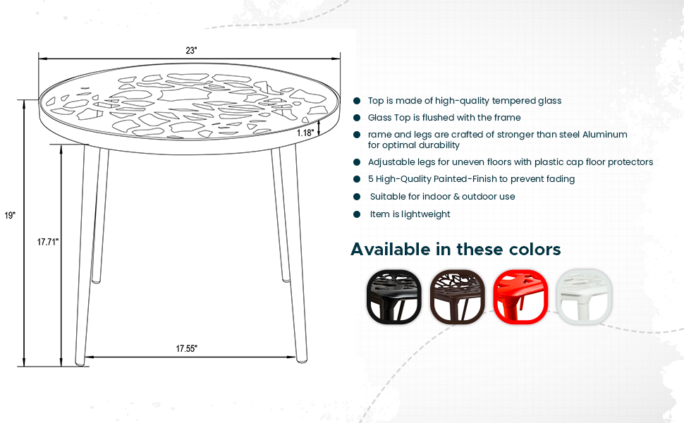 Amazon.com : Leisuremod Devon Tree Design Glass Top Aluminum Base ... in Leisuremod Devon Tree Design Glass Top Aluminum Base Indoor Outdoor End Table