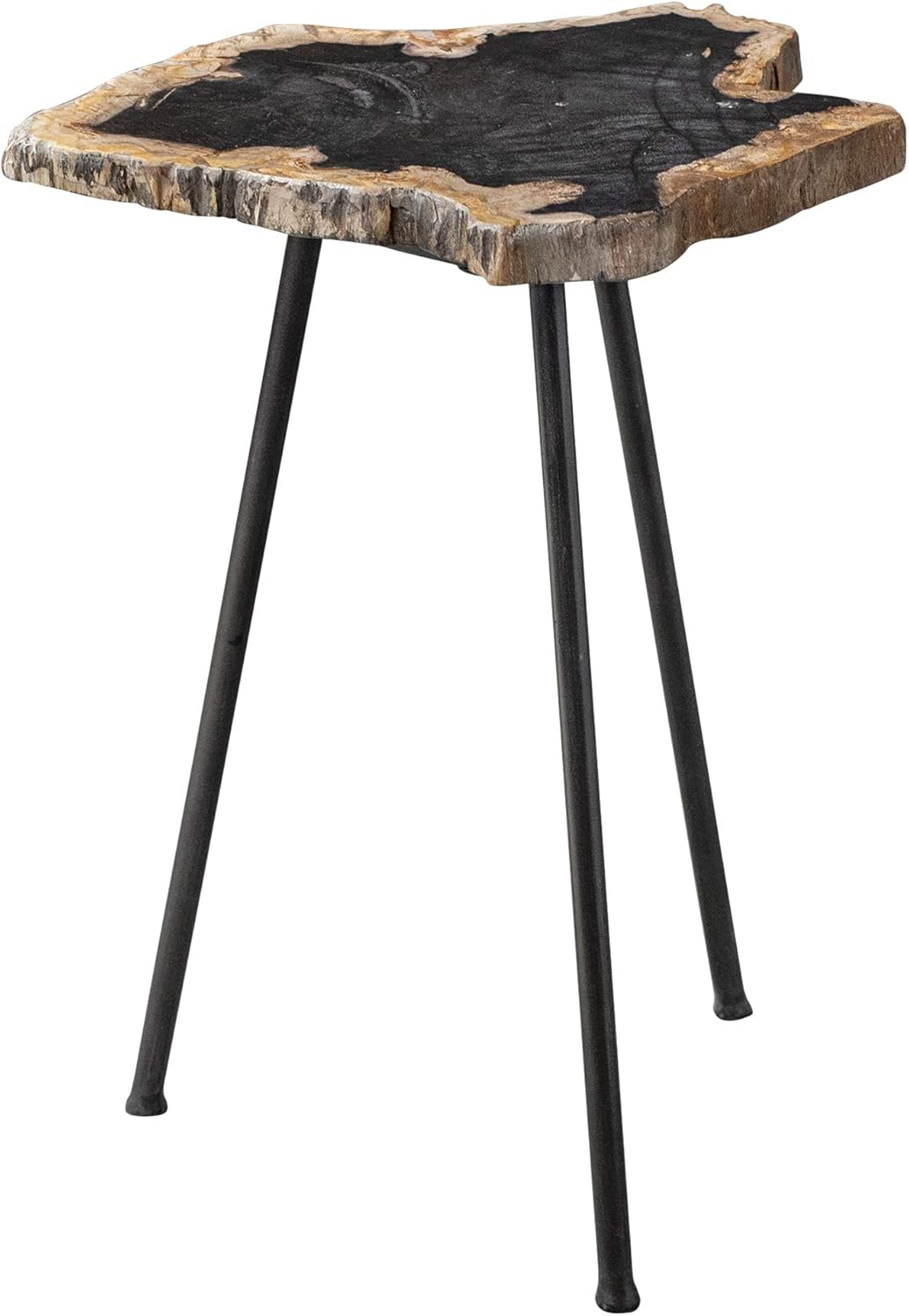 Amazon.com: My Swanky Home Elegant Minimalist Natural Petrified Wood ... for Elegant Minimalist Natural Petrified Wood Accent Table Stone Slab Black Tripod
