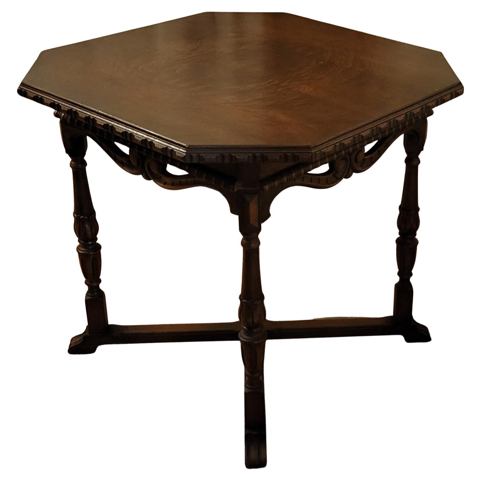 Antique Ornately Carved Mahogany Wood Anglo-Indian Octagonal Pedestal ... inside Olta 18" Farmhouse Side Table Carved Mango Wood Octagonal Top Antique Brown
