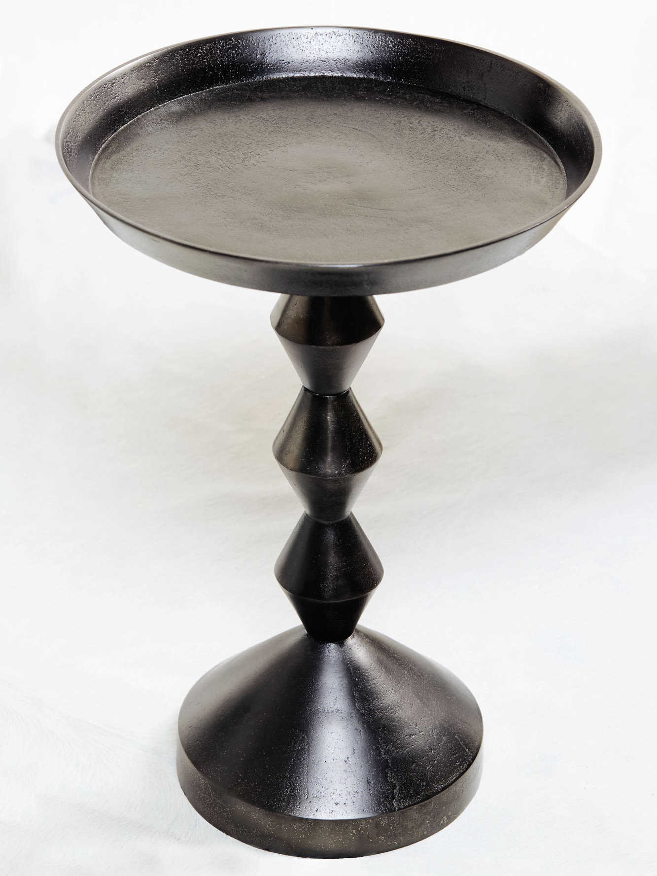 Bernhardt Interiors Casegoods Mirabelle Round Metal Black Nickel ... in Jett 20" Round Aluminum Black Nickel Pedestal Base Side Table