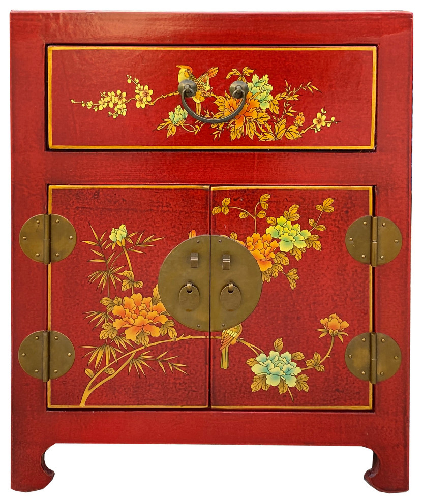 Chinese Brick Red Crack Vinyl Moon Face End Table Nightstand Hcs7501 ... with regard to Modern Living Room Solutions with Chinese Off White Vinyl Moon Face Flower End Table Nightstand Hcs7130