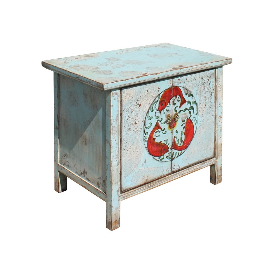 Chinese Distressed Light Pale Blue Fishes Graphic Table Cabinet Cs3929 ... inside Exploring the Artistic Heritage Behind Chinese Distressed Light Pale Blue Fishes Graphic Table Cabinet Hcs3929