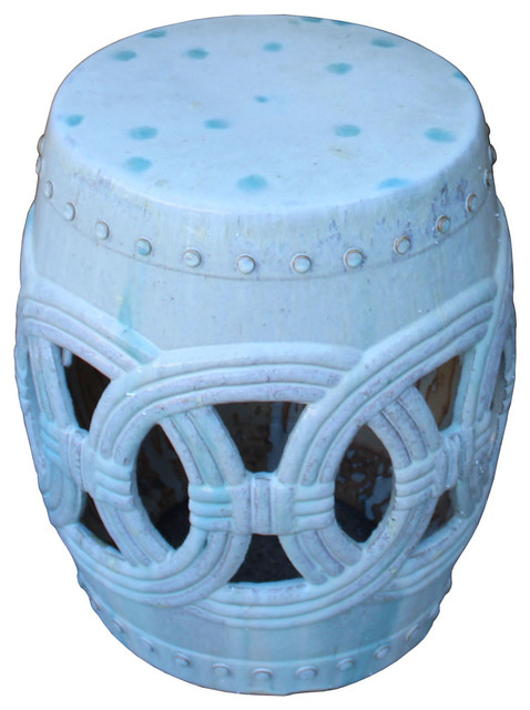 Chinese White Coin Pattern Round Clay Ceramic Garden Stool ... inside Chinese White Coin Pattern Round Clay Ceramic Garden Stool