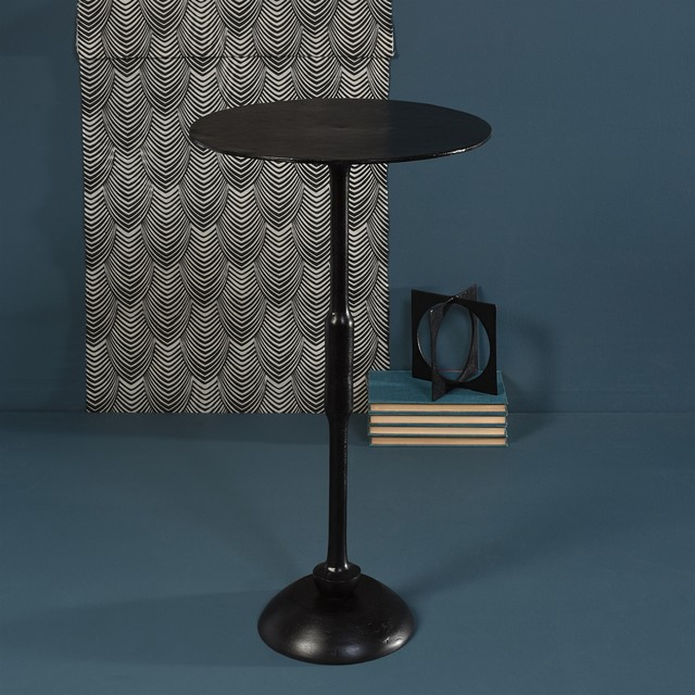 Classic Minimalist Bronze Metal Round Table | Simple Slender Pedestal ... in Simple Slender Pedestal Accent