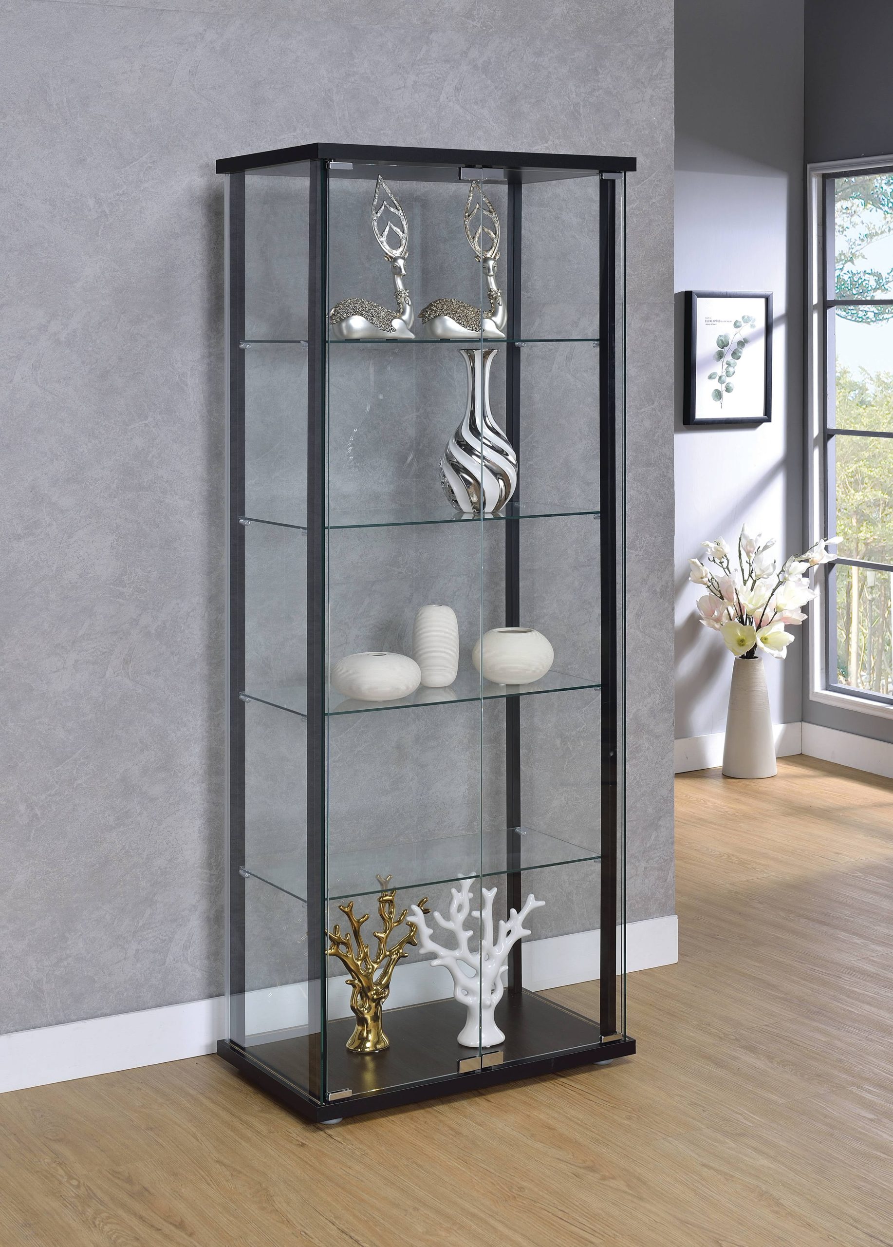 Coaster Company Curio Cabinet, Black And Glass - Walmart.com inside Struggling With Your Glass Curio Cabinet? Here's What's Actually Going Wrong