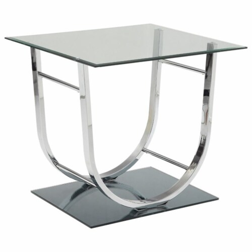 Coaster Contemporary Glass Top End Table With U-Shaped Base In Chrome ... regarding Coaster Luna Modern Metal Square End Table In White And Chrome