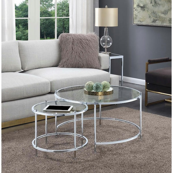 Convenience Concepts Royal Crest 2-Piece 34 In. Clear/Chromed Medium ... intended for Creating Functional Living Spaces with Nested Furniture Solutions