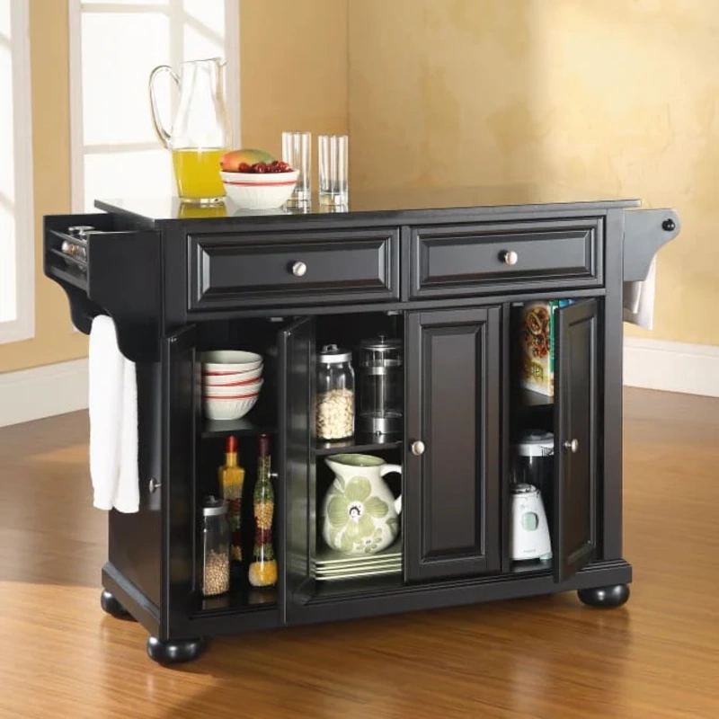 Crosley Alexandria 51.50 Inch Granite Top Full Size Kitchen Island/Cart ... pertaining to Alexandria Granite Top Full Size Kitchen Island Cart, Cherry/White