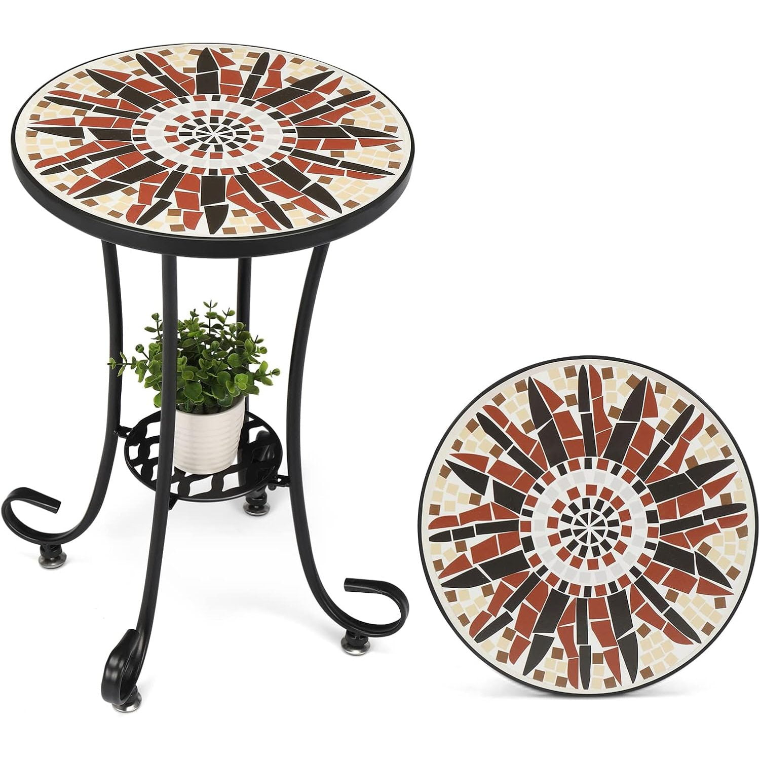 Dcyp Mosaic Outdoor Side Table, 14" Round End Table, Accent Table ... with regard to The Evolution of French Country Design in Modern Interior Spaces