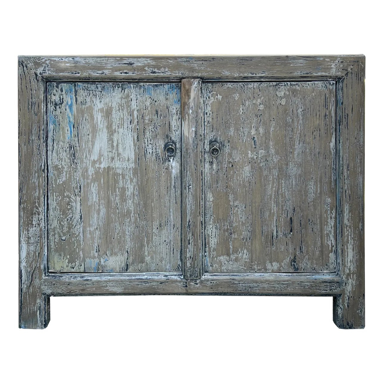 Distressed Tan Blue 2 Doors Credenza Sideboard Console Table Cabinet ... pertaining to Distressed Tan Blue 2 Doors Credenza Sideboard Console Table Cabinet