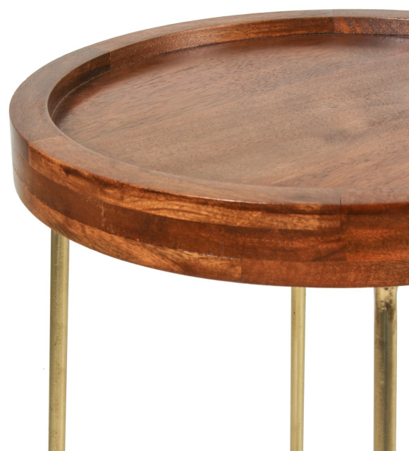 East At Main 19-Inch Gold Iron And Natural Wood Round Accent Table ... with East At Main 19-Inch Gold Iron And Natural Wood Round Accent Table