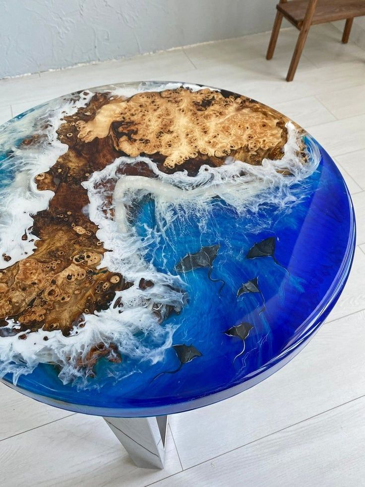 Fantastic Epoxy Resin Round Table Design 2022 | Epoxy Resin Art ... for Modern Spiral Wavy Round Table, Epoxy Resin & Wood, Orange