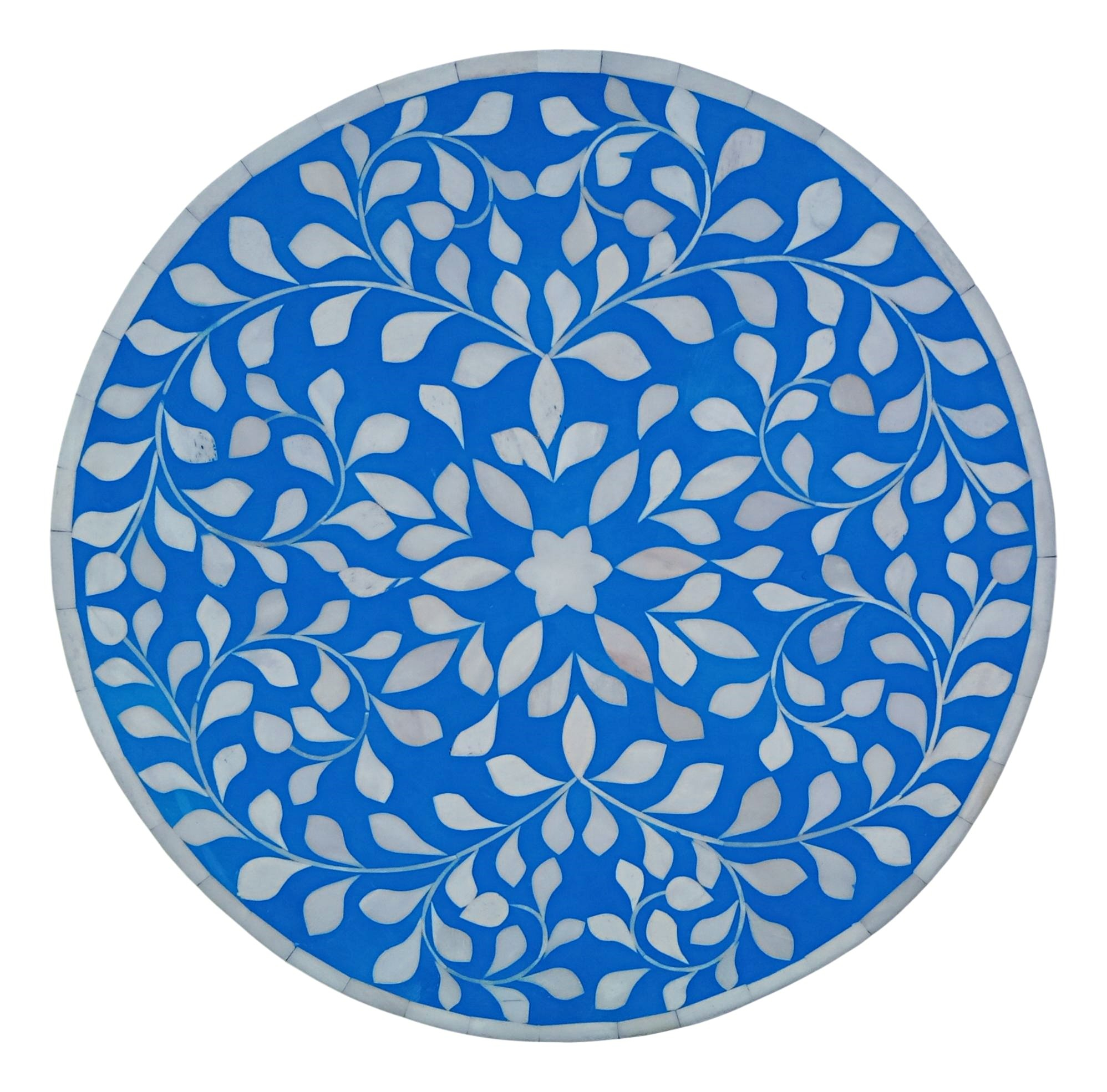 Floral Bone Inlay Blue 13 Inch Round Accent Table / End Table For ... with regard to Floral Bone Inlay Blue 12 Inch Accent Table / End Table For Living Room