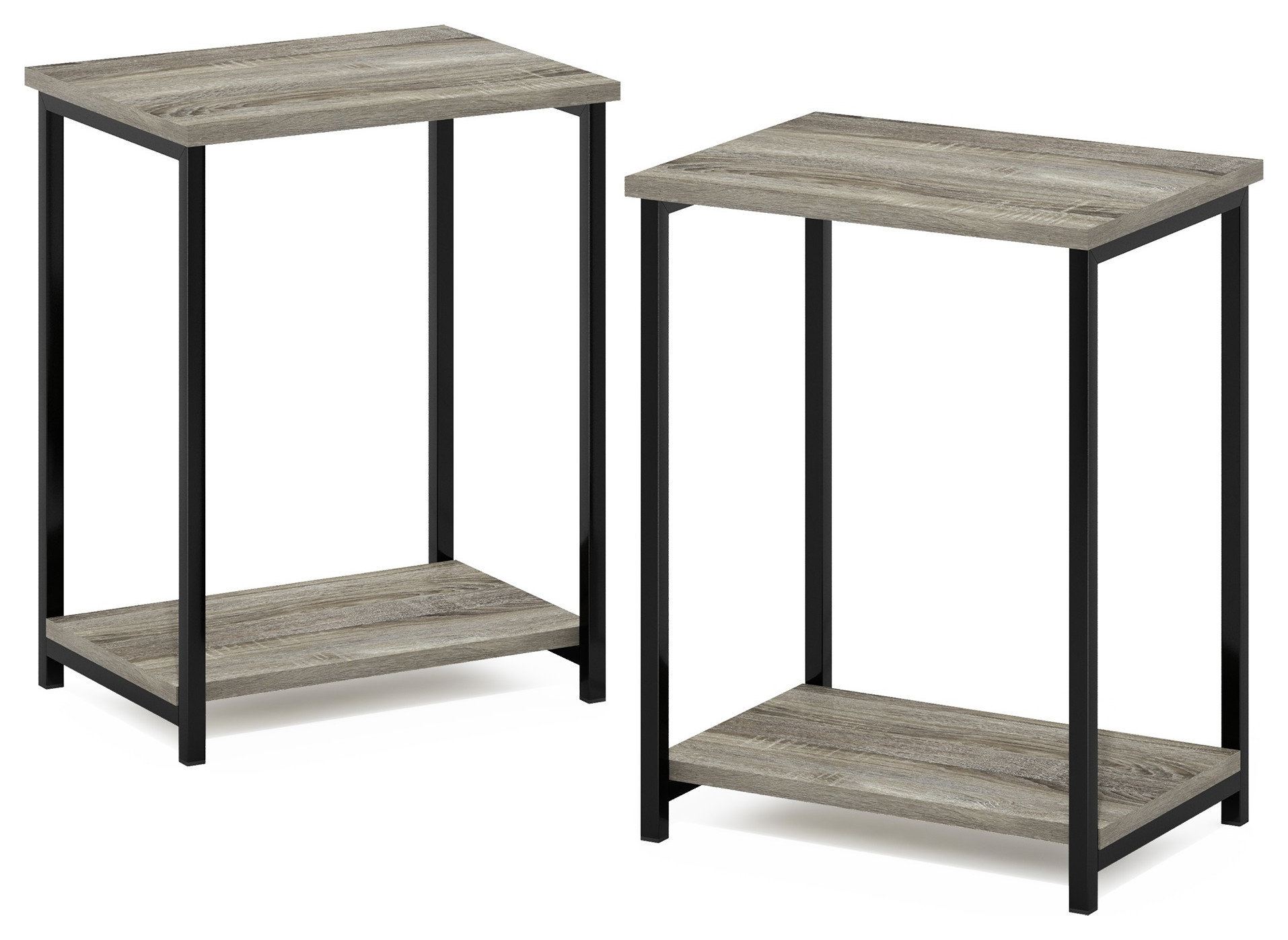 Furinno Simplistic Industrial Metal Frame End Table 2-Pack French Oak ... within Furinno Simplistic Industrial Metal Frame End Table 2-Pack French Oak