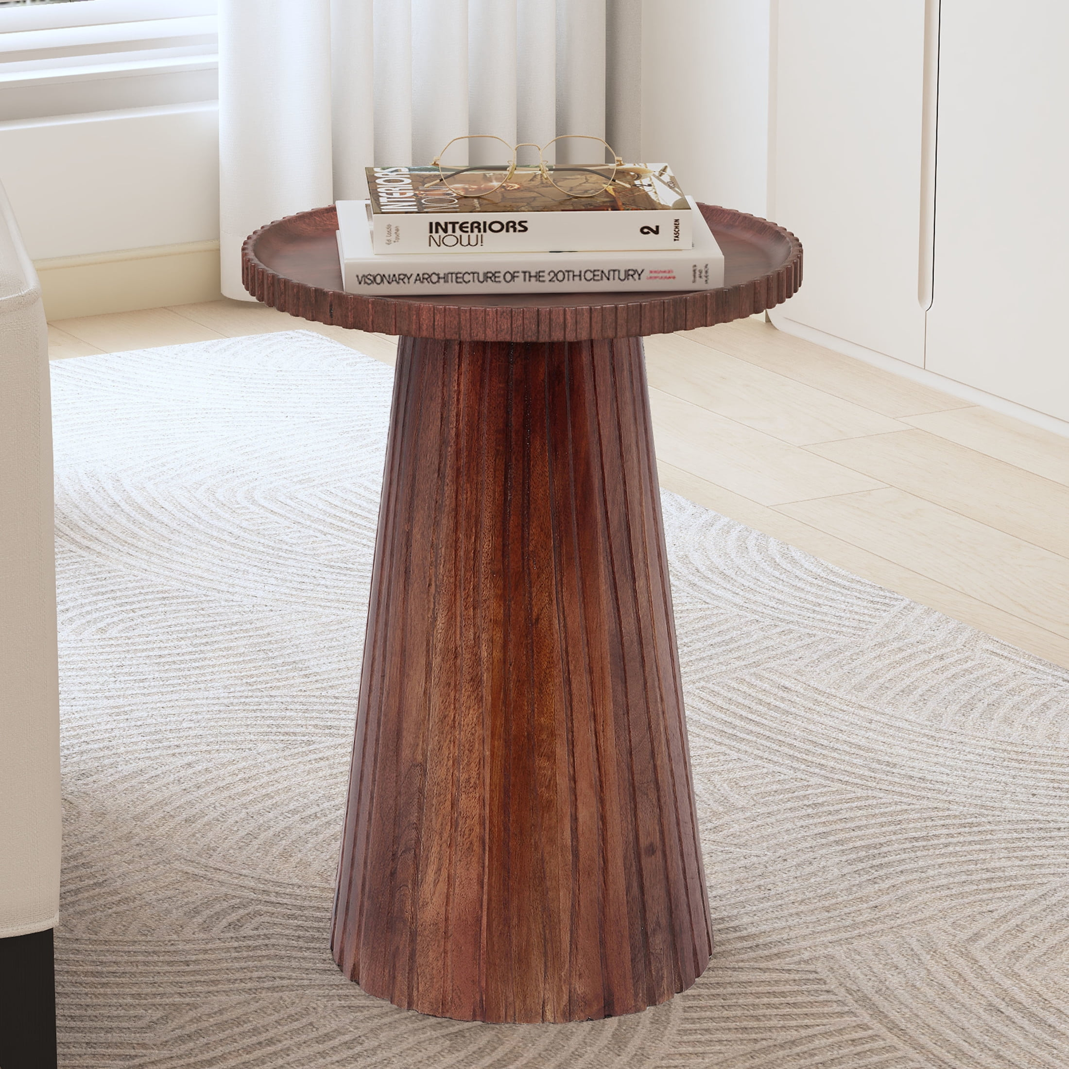 Gdf Studio Modern Mango Wood End Table With Gear-Shaped Top And Conical ... inside Exploring the Artisanal Craftsmanship Behind GDF Studio's Honey Wood Furniture