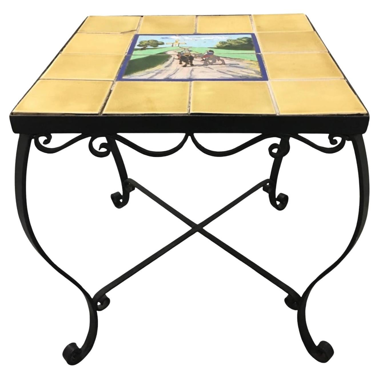 Hand-Wrought Iron Table With Spanish Ceramic Tile Top At 1Stdibs ... with regard to Gdf Studio 14" French Country Round Accent End Table, Ceramic Tile & Iron